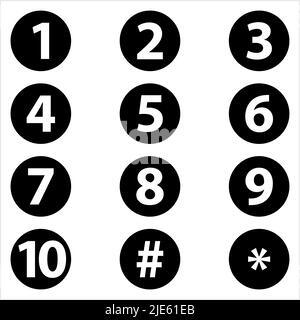 Number Center Aligned Inside Circle One To Ten Vector Art Illustration Stock Vector