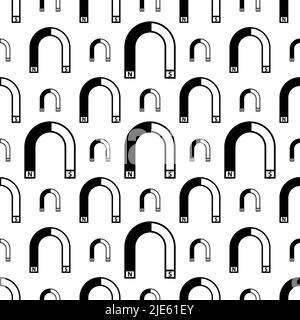 Magnet Icon Seamless Pattern, North Pole, South Pole Vector Art Illustration Stock Vector