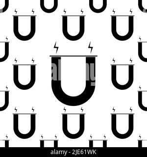 Magnet Icon Seamless Pattern, North Pole, South Pole Vector Art Illustration Stock Vector
