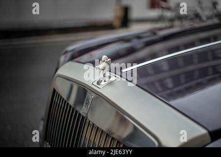 London, United Kingdom - May 18, 2022: The symbol of Rolls Royce, Spirit of Ecstasy in the streets of London Stock Photo