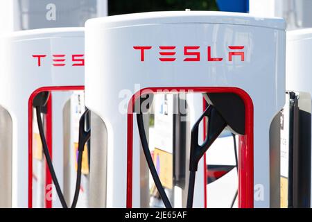 Tesla charging station Stock Photo
