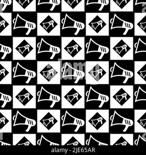 Megaphone Icon Seamless Pattern, Megaphone Vector Art Illustration Stock Vector