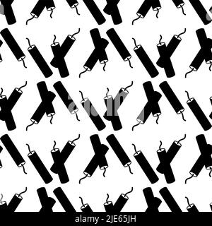 Dynamite Icon Seamless Pattern, Bomb Icon Seamless Pattern Vector Art Illustration Stock Vector
