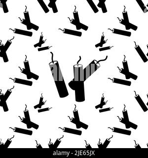 Dynamite Icon Seamless Pattern, Bomb Icon Seamless Pattern Vector Art Illustration Stock Vector