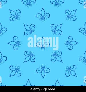Fleur De Lis Seamless Pattern, Fleur-De-Lys Or Flower-De-Luce, The Decorative Stylized Lily Vector Art Illustration Stock Vector