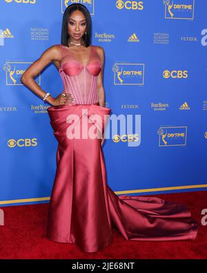 Tanisha Harper arrives at the 49th annual Daytime Emmy Awards on Friday