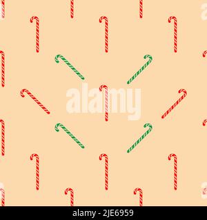 Candy Cane Icon Seamless Pattern, Sweet Candy Cane Icon, Festival Candy Cane Icon Vector Art Illustration Stock Vector