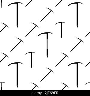 Ice Axe Icon Seamless Pattern, Multi-Purpose Hiking And Climbing Tool Vector Art Illustration Stock Vector