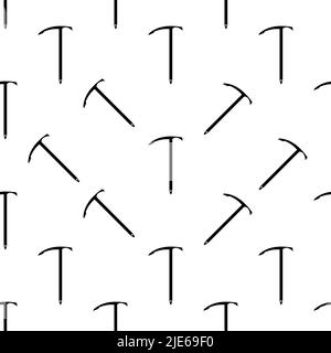 Ice Axe Icon Seamless Pattern, Multi-Purpose Hiking And Climbing Tool Vector Art Illustration Stock Vector