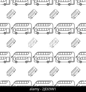 Double Decker Bus Icon Seamless Pattern, Bus Vector Art Illustration Stock Vector