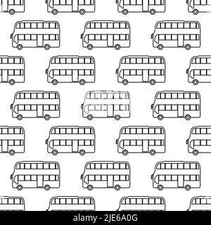 Double Decker Bus Icon Seamless Pattern, Bus Vector Art Illustration Stock Vector