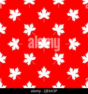 Maple Leaf Icon Seamless Pattern Vector Art Illustration Stock Vector