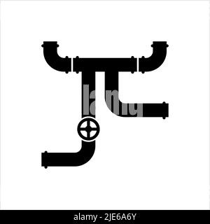 Pipe Icon, Pipe Fitting Icon Vector Art Illustration Stock Vector