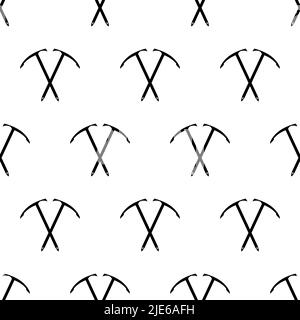 Ice Axe Icon Seamless Pattern, Multi-Purpose Hiking And Climbing Tool Vector Art Illustration Stock Vector
