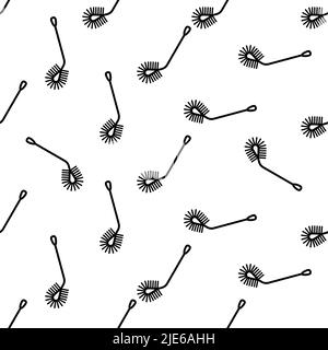 Toilet Brush Icon Seamless Pattern, Toilet Cleaning Brush Vector Art Illustration Stock Vector