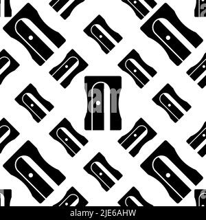 Pencil Sharpener Icon Seamless Pattern, Sharpener Vector Art Illustration Stock Vector