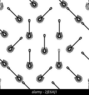 Toilet Brush Icon Seamless Pattern, Toilet Cleaning Brush Vector Art Illustration Stock Vector