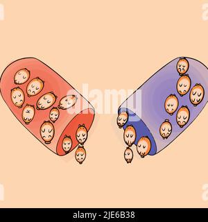 Little Shibas fall out of the pill Stock Vector