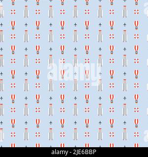 Travel pattern with airplane and hot air balloon Stock Vector