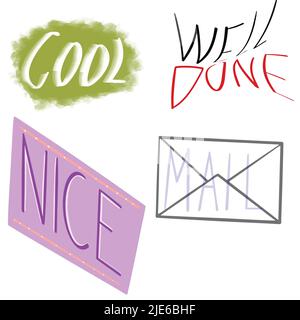Abstract text for banners and text well done, mail, nice, cool Stock Vector