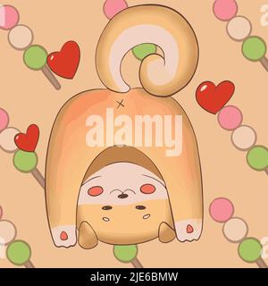 A sweet and satisfied shiba looks at you. Patern shows love Stock Vector