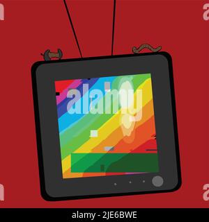 Abstract background with a TV in which interference is depicted Stock Vector
