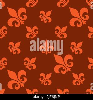 Fleur De Lis Seamless Pattern, Fleur-De-Lys Or Flower-De-Luce, The Decorative Stylized Lily Vector Art Illustration Stock Vector