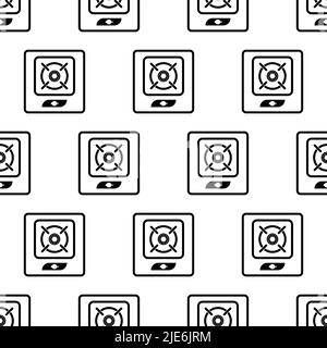 Gas Stove Icon Seamless Pattern, Gas Burner Icon Seamless Pattern Vector Art Illustration Stock Vector