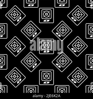 Gas Stove Icon Seamless Pattern, Gas Burner Icon Seamless Pattern Vector Art Illustration Stock Vector
