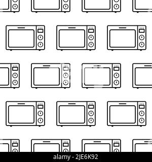 Microwave Icon Seamless Pattern Vector Art Illustration Stock Vector