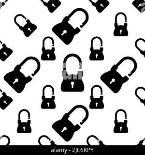 Lock Icon, Security Lock Seamless Pattern Vector Art Illustration Stock Vector
