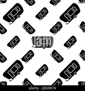 Trailer Caravan Icon Seamless Pattern, Camper Trailer, Camper Van, Vector Art Illustration Stock Vector
