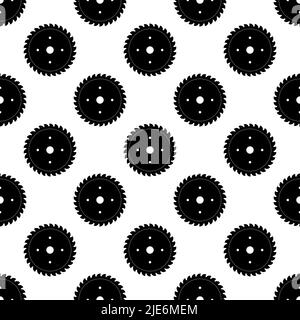 Saw Blade Icon Seamless Pattern, Circular Saw Icon Vector Art Illustration Stock Vector