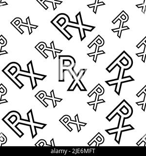 Rx Icon Seamless Pattern, Rx Pharmacy Icon, Rx Medical Prescription Icon, Rx Medicine Icon Vector Art Illustration Stock Vector