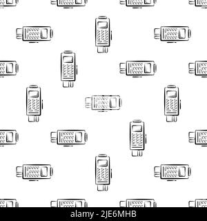Pos Terminal Icon Seamless Pattern Vector Art Illustration Stock Vector
