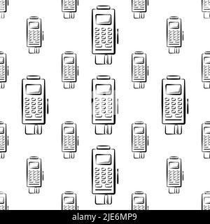 Pos Terminal Icon Seamless Pattern Vector Art Illustration Stock Vector