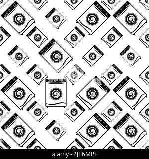 Washing Machine Icon Seamless Pattern, Cloth Washing Machine Icon Vector Art Illustration Stock Vector