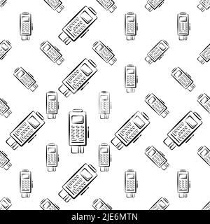 Pos Terminal Icon Seamless Pattern Vector Art Illustration Stock Vector