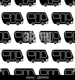 Trailer Caravan Icon Seamless Pattern, Camper Trailer, Camper Van, Vector Art Illustration Stock Vector
