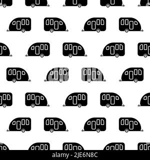 Trailer Caravan Icon Seamless Pattern, Camper Trailer, Camper Van, Vector Art Illustration Stock Vector