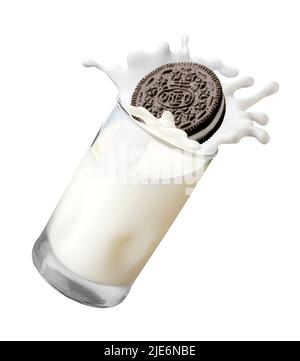 Oreo Milk Splash Stock Photo