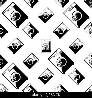 Washing Machine Icon Seamless Pattern, Cloth Washing Machine Icon Vector Art Illustration Stock Vector