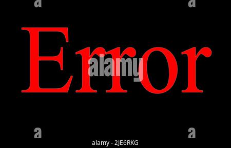 ERROR red word on black background. Stock Photo