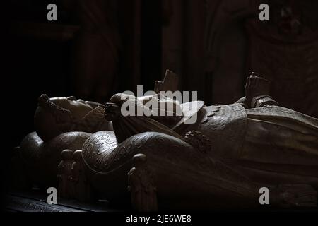 Upper detail of one of the tombs in Westminster Abbey, London Stock Photo