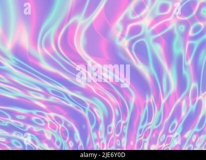 Background with colorful chromatic waves, liquid hologram foil pattern Stock Vector