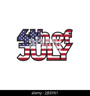 text 4th of july design vector isolated on white background. Stock Vector