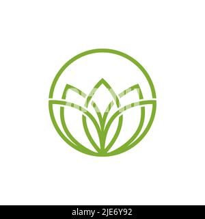 circle line lotus flower logo on white background. Stock Vector