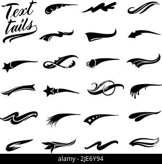 Texting tails. Baseball swoosh curly accent, retro swooshes