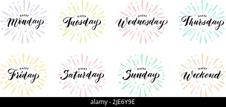 Weekend Days Names Handwritten weekday names . Monday, Tuesday, Wednesday, Thursday ...