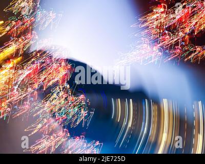Light painting effects. Blurred lights trails making  pattern on  background. Stock Photo